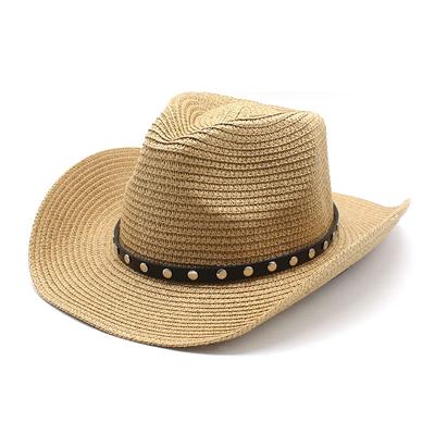 Cowboy Hat Men'S Summer Sun Hat Sun Hat Uv Protection Straw Hat Summer Beach Hat