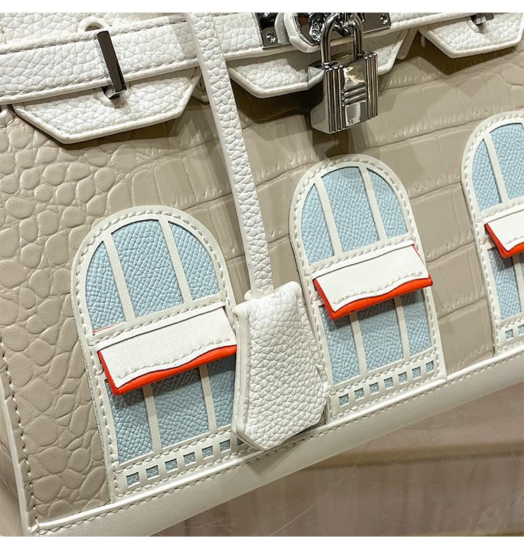 Platinum Women's Crocodile Pattern Color Block Handbag - European & American Fashion