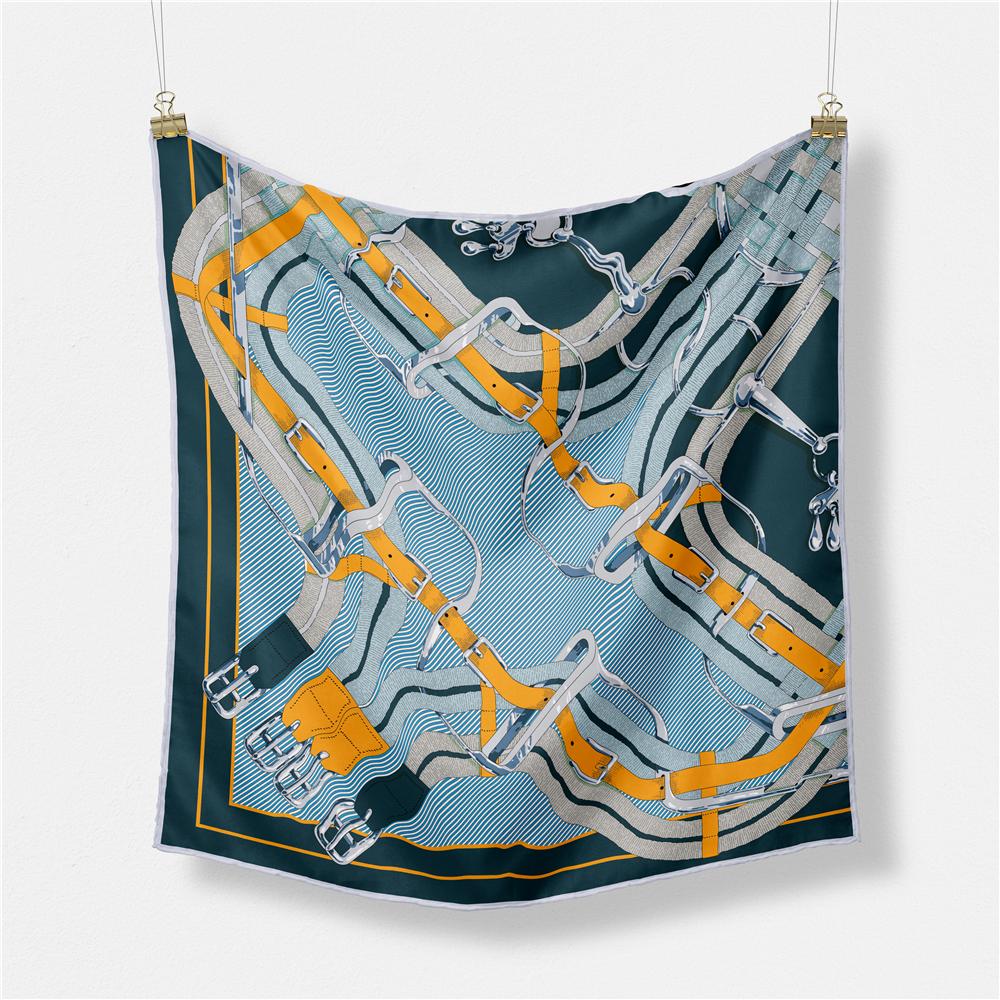 Twill Silk Scarf Woman Melt Painting Square Scarves Wraps Bandana Small Hijab Silk Foulards Tie Headband Neckerchief 53CM