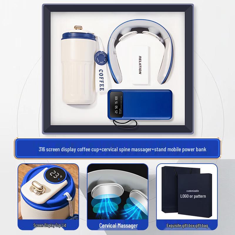 Smart Global 3-in-1 Digital 316 Stainless Steel Coffee Cup & Wellness Tech Set