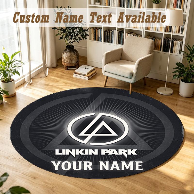 Round Rug Custom NameLinkin Park Pattern Non Slip Carpet Home Floor Decor