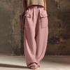 Women’s Casual Wide Leg Pants with Buttoned Pockets Cotton Linen Relaxed Fit Trousers for Everyday Wear Office Travel Lounge