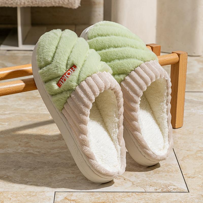 2025 new plush cotton slippers winter home indoor warm shoes non-slip thick-soled cotton slippers