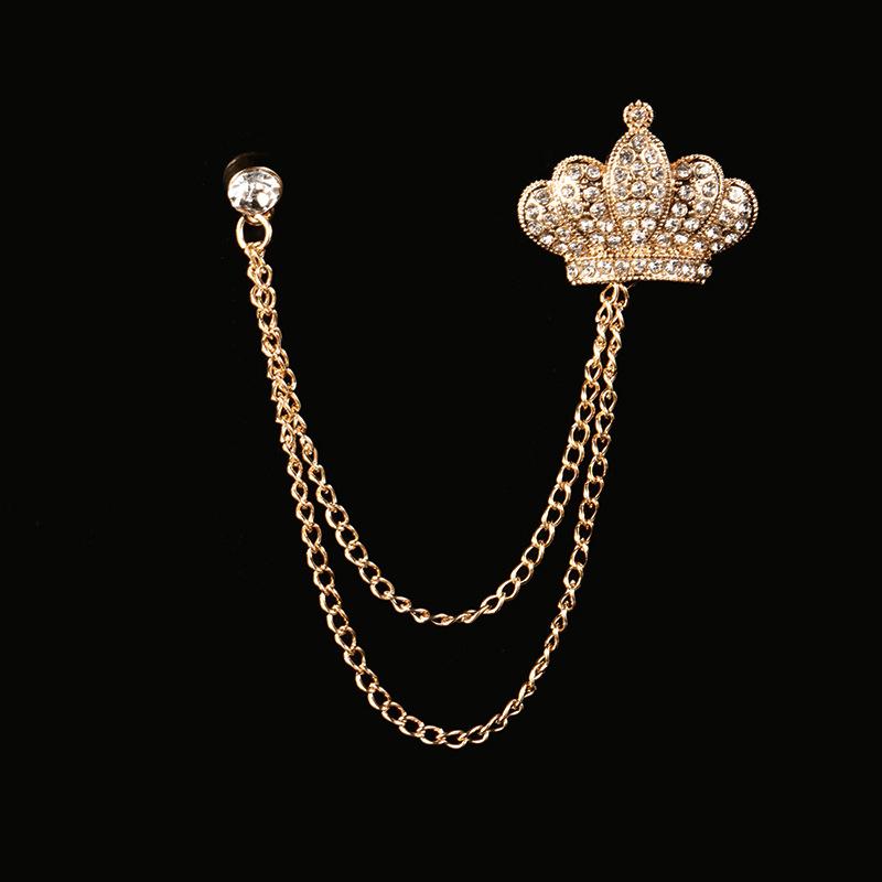 Korean Luxury Rhinestone Crown Brooch Pin Men's Brooches Jewelry Garment Accessories for Men Jewelry Accessories