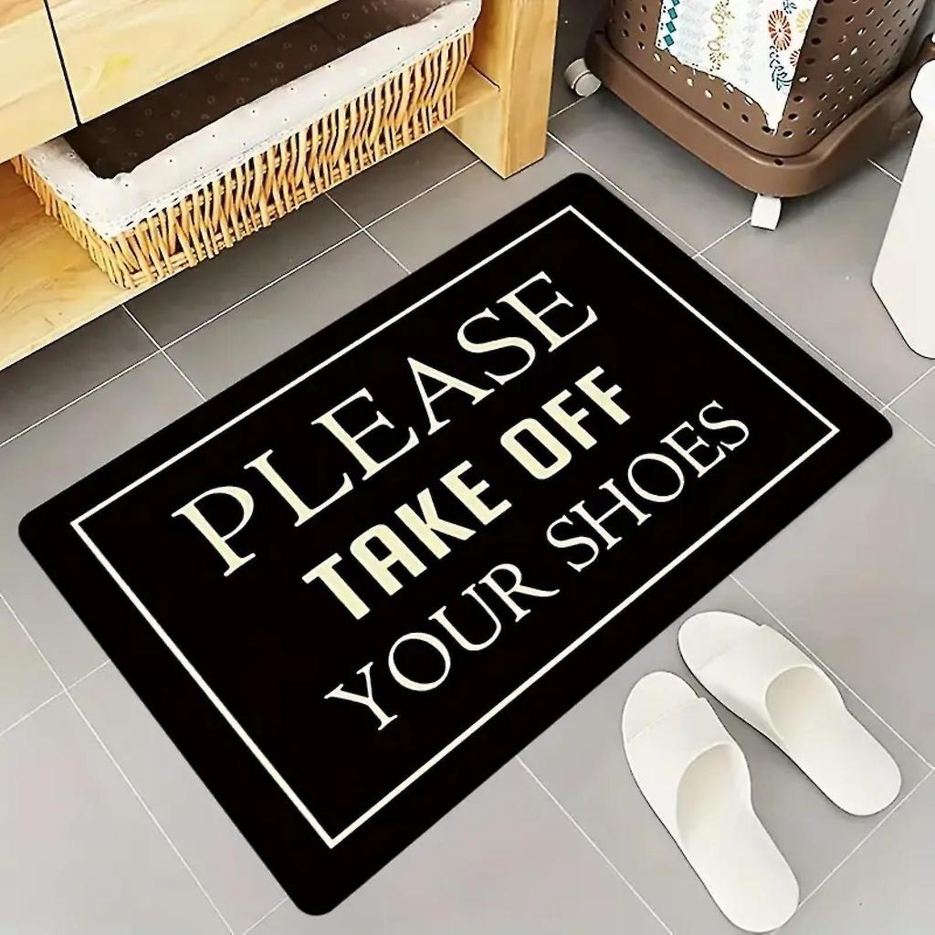 Entrance Door Carpet, Funny Sayings Understated Decorative Door Carpet, Please Take Your Shoes Off Non-slip Rug, Bathroom Floor Mat-hy