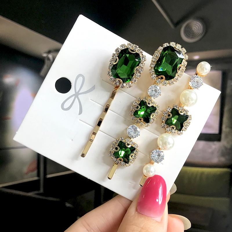 Set Women Hair Clips Jewelry Crystal Hair Accessories For Girls Pearl Geometric Barrettes Pins Christmas Gift