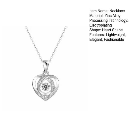 Heart Necklace for Women Moissanite Necklace Silver Rhinestone Heart Pendant Choker Anniversary