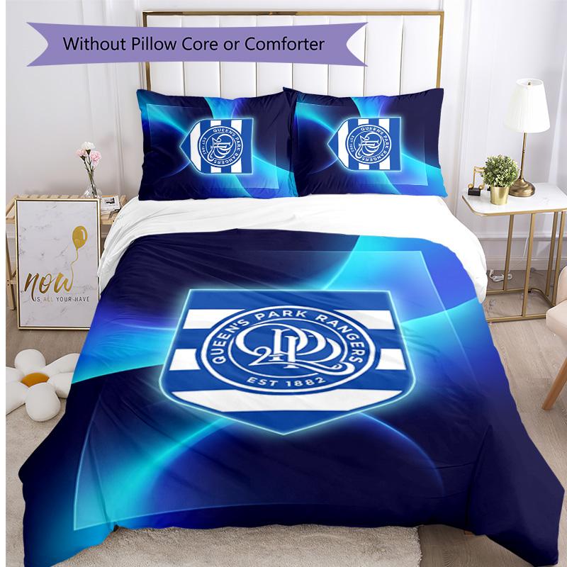 Set Lenzuola Stampato Calcio Queens Park Rangers 3 Pezzi, Comodo Set Copripiumino per Camera da Letto Amico della Pelle