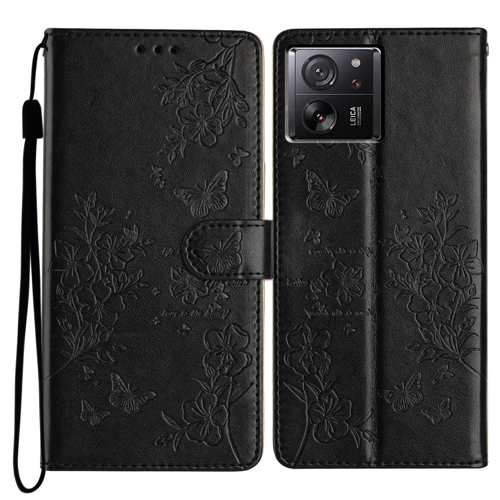For Xiaomi 13T/13T Pro/Redmi K60 Ultra Stand Case Butterfly Floral Imprint Leather Phone Cover