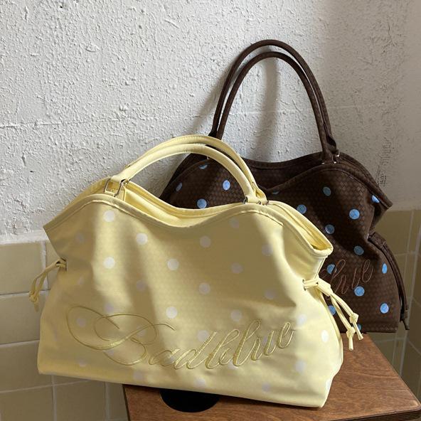 2026 Korean Fashion Polka Dot Large Capacity Ballet Style Tote & Shoulder Bag