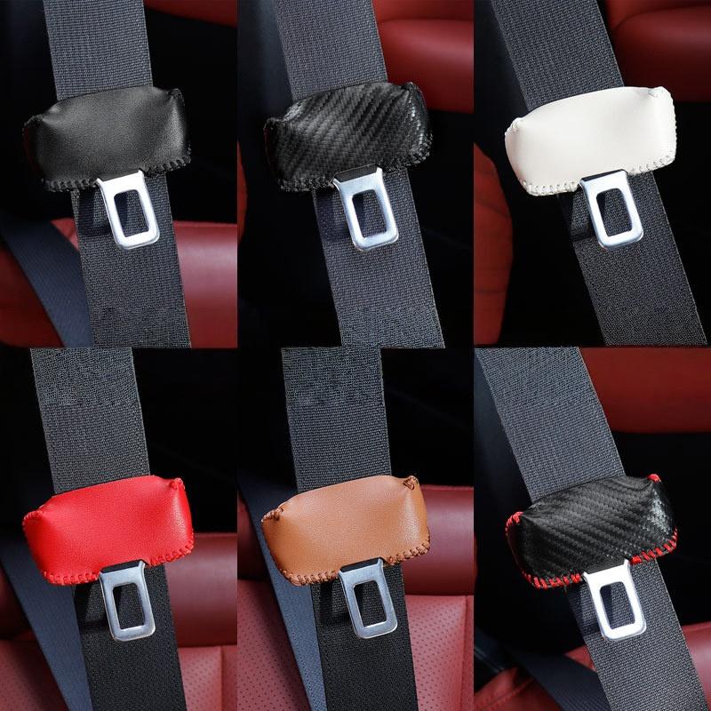 2Pcs Pu Leather Protection Wear Universal Car Seat Belt Buckle Cover Protector Anti-Collision Case Car Interior Accessories