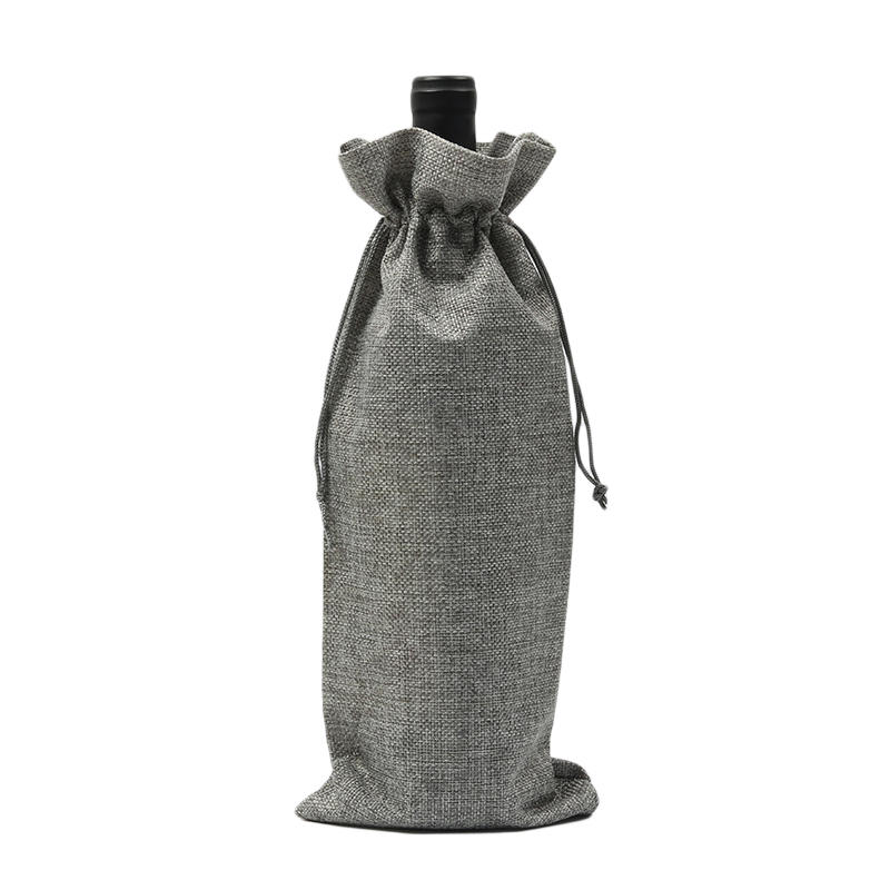 12PCS Christmas Simple Burlap Wine Bags with Tag And Ropes Holiday Party Reusable Gift Wrapping Bag Home Decor