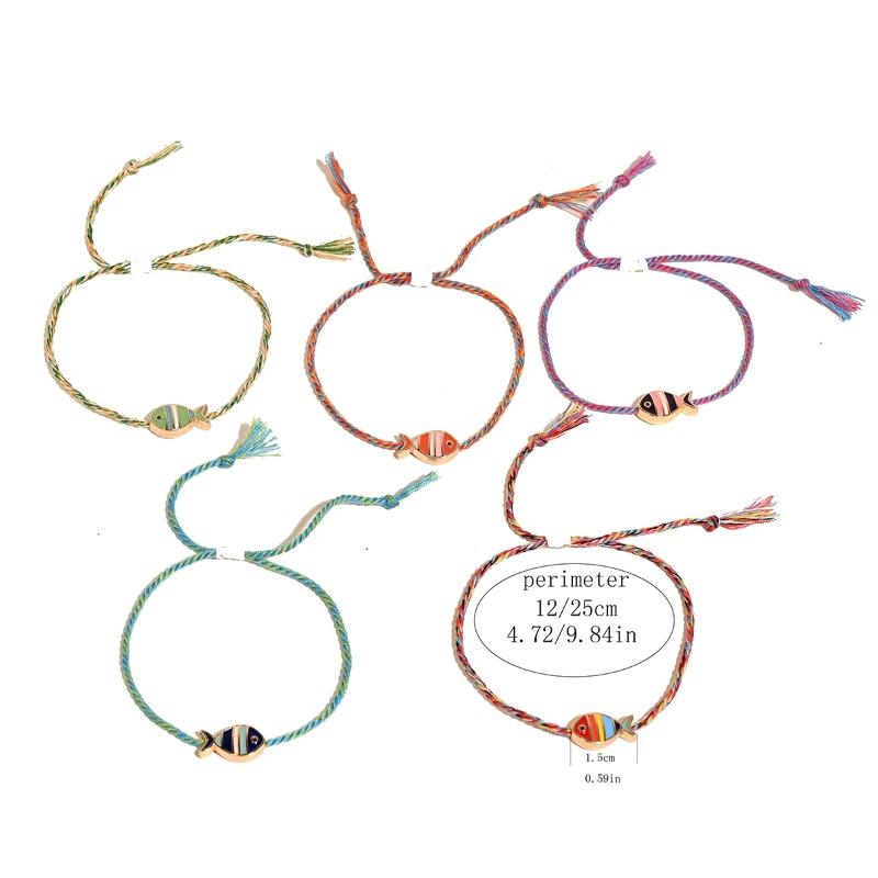 Geflochtenes Seil Boho Fisch Armband Verstellbarer Quasten Schmuck für Damen Böhmen Farbe Freundschaft Strand Femme Accessoires