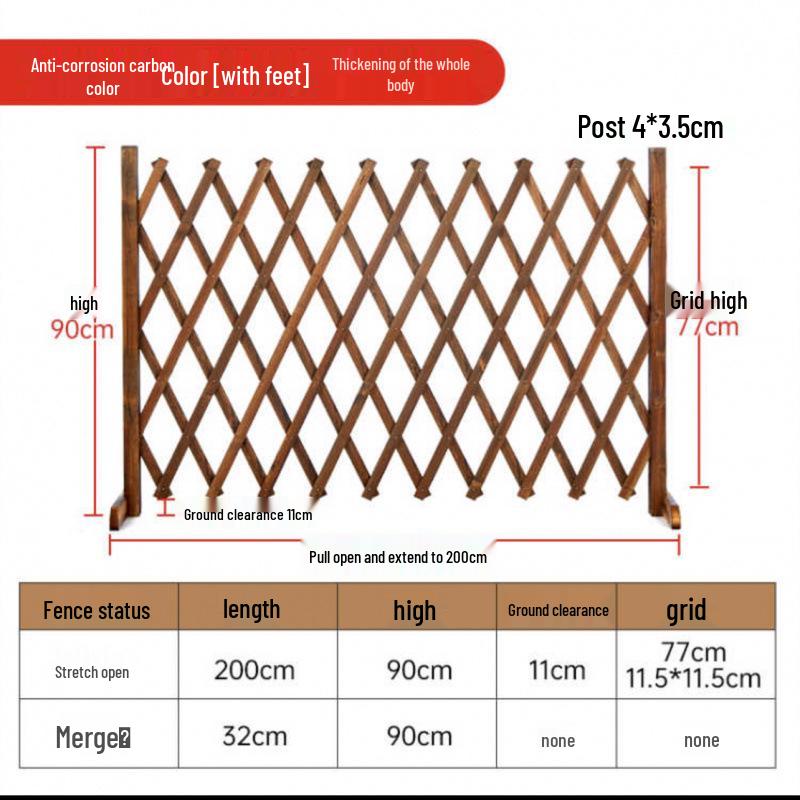Zewnętrzne antykorozyjne rozsuwane drewniane ogrodzenie do ogrodu, na podwórko, na balkon wewnątrz i jako kojec dla psa.