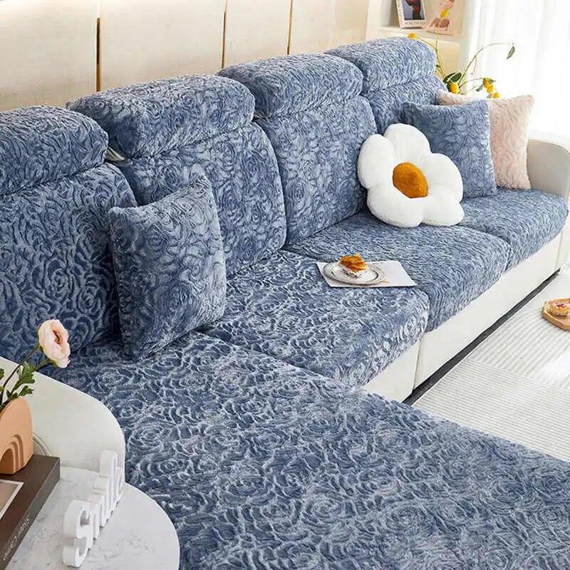 Husă pentru canapea, catifea trandafir, îngroșată, anti-alunecare, pluș, ultra-moale, husă pentru canapea pentru colț, 1/2/3/4 locuri Protector de mobilier