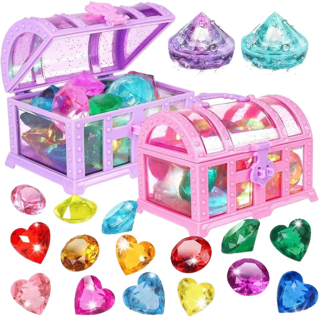 Children's Diving Toy Summer Glowing Mermaid Treasure Chest Swimming Pool Underwater Treasure  Game Set