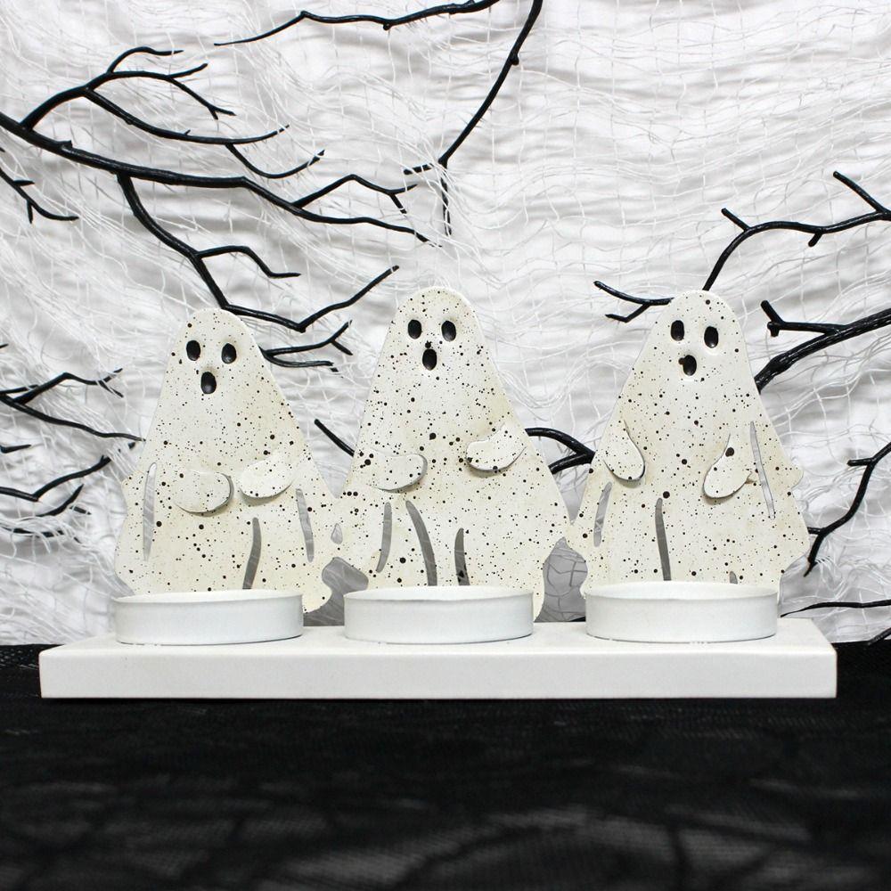 Portable Halloween Candle Holder Funny Halloween Ornament Party Decor Ghost Candle Stand Garden