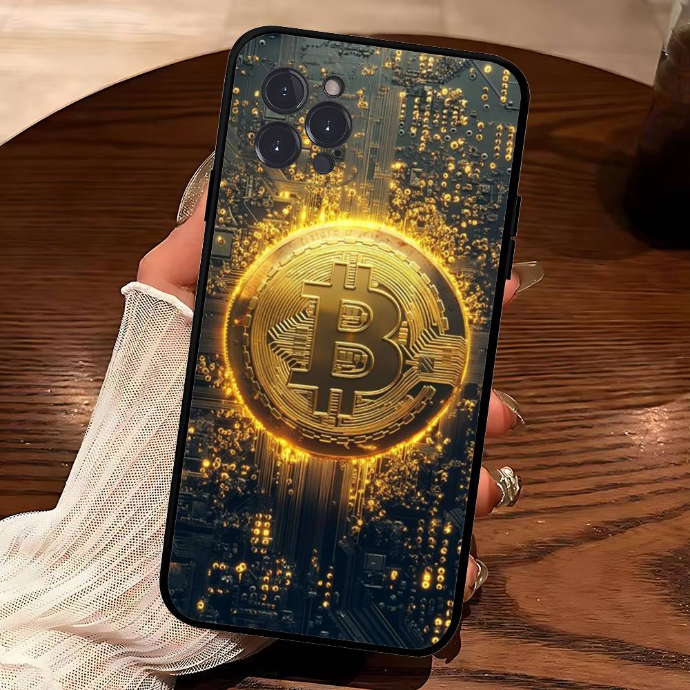Bitcoin Retro Logo Phone Case For IPhone 17 16 15 14 13 12 11 Pro Max Plus Mini Silicone Black Cover