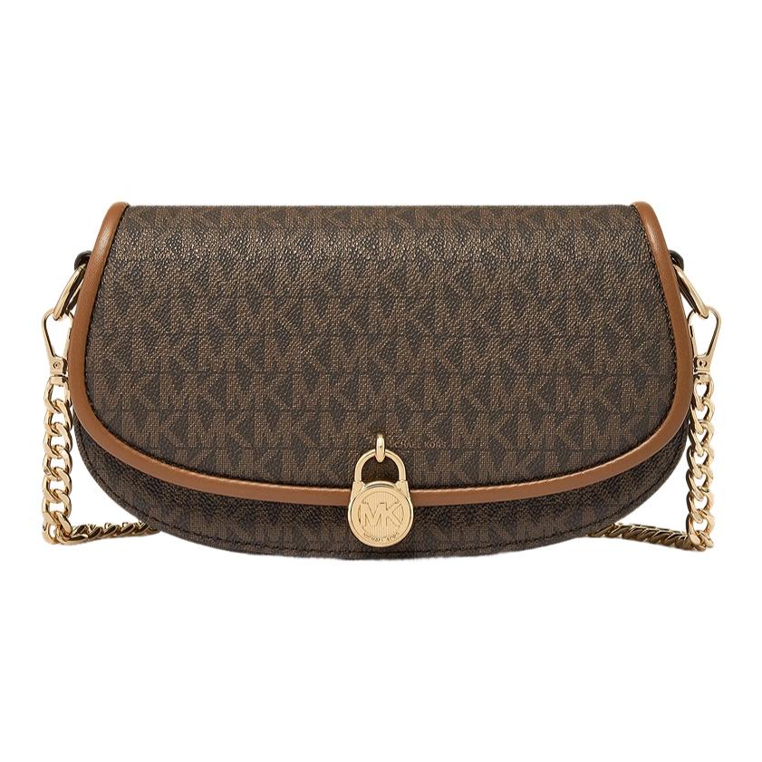 

Michael Kors MK Mila Monogram Gold Lock Crossbody Bag Small Women bags Dark-Brown 35F5GIMC1B-200 Basic Set (Bag+Dust Bag)