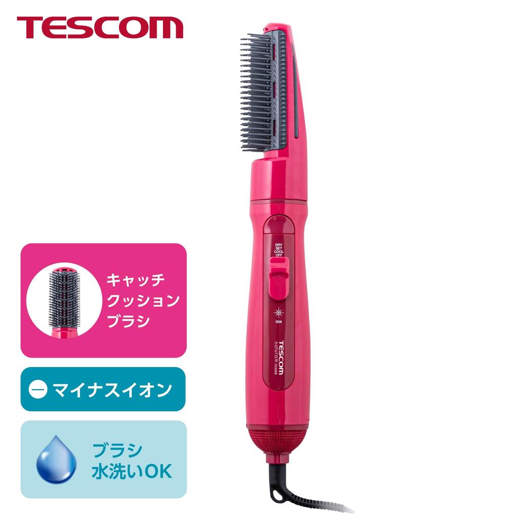 Tescom Hair Dryer Curl Dryer Negative Ion Lightweight 22mm Catch Cushion Brush Pink TC200B-P