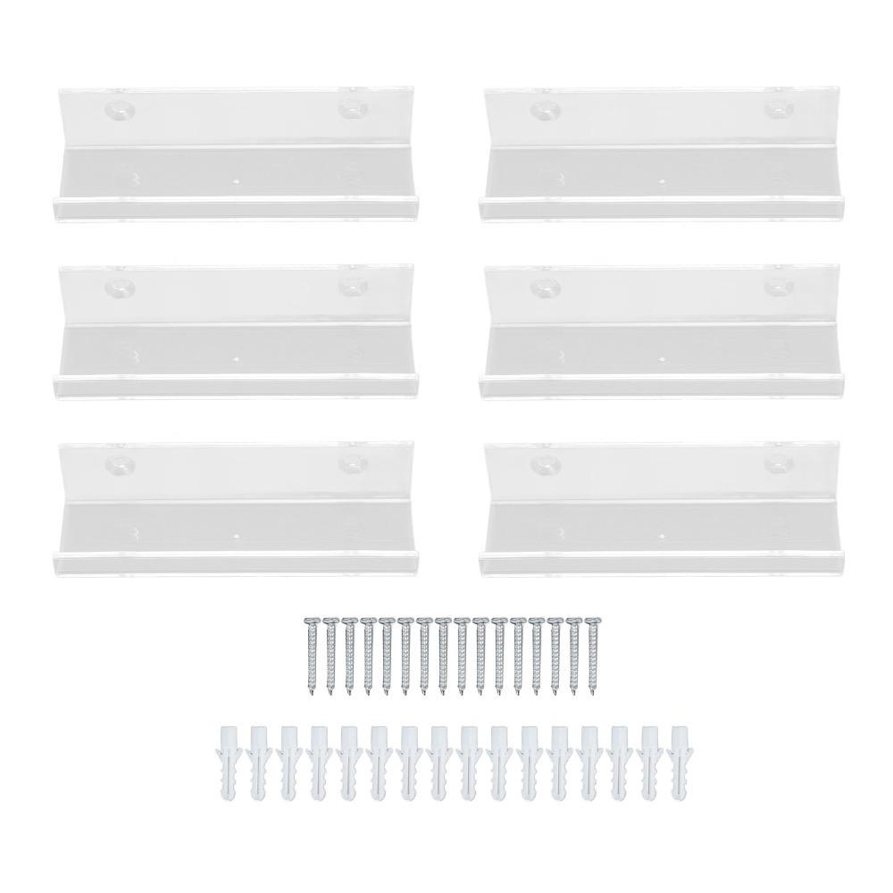 6pcs Clear Acrylic Record Shelf Floating Shelves Space Saving Vinyl Record Album Holder Acrylic Music Storage Rack Record Store