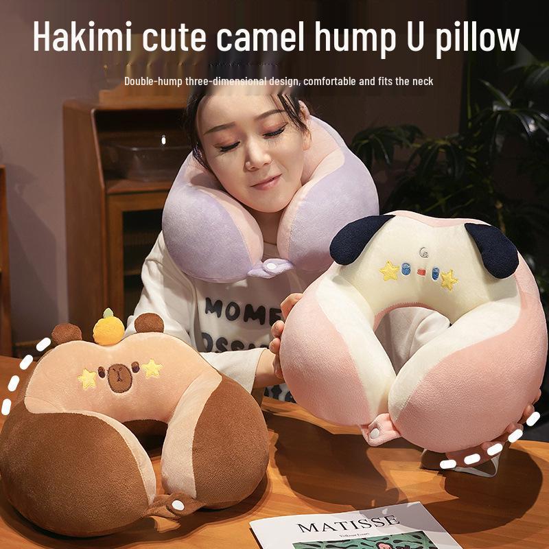 Hachimi Cartoon U-Shape Neck and Head Support Pillow for Travel