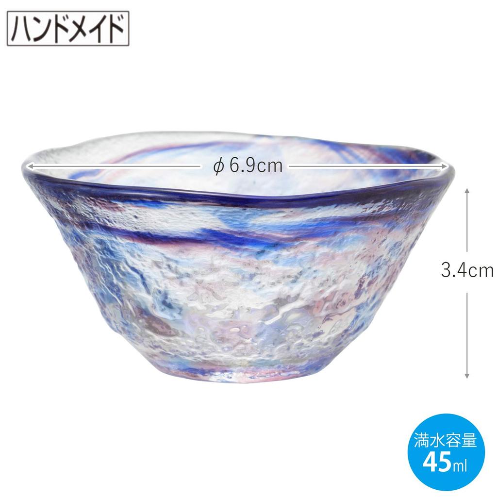 Toyo Sasaki Glass Japanese Sake Glass, Blue, 45ml, Made in Japan, Sake Cup, Ochoko, Sake Glass, 42091