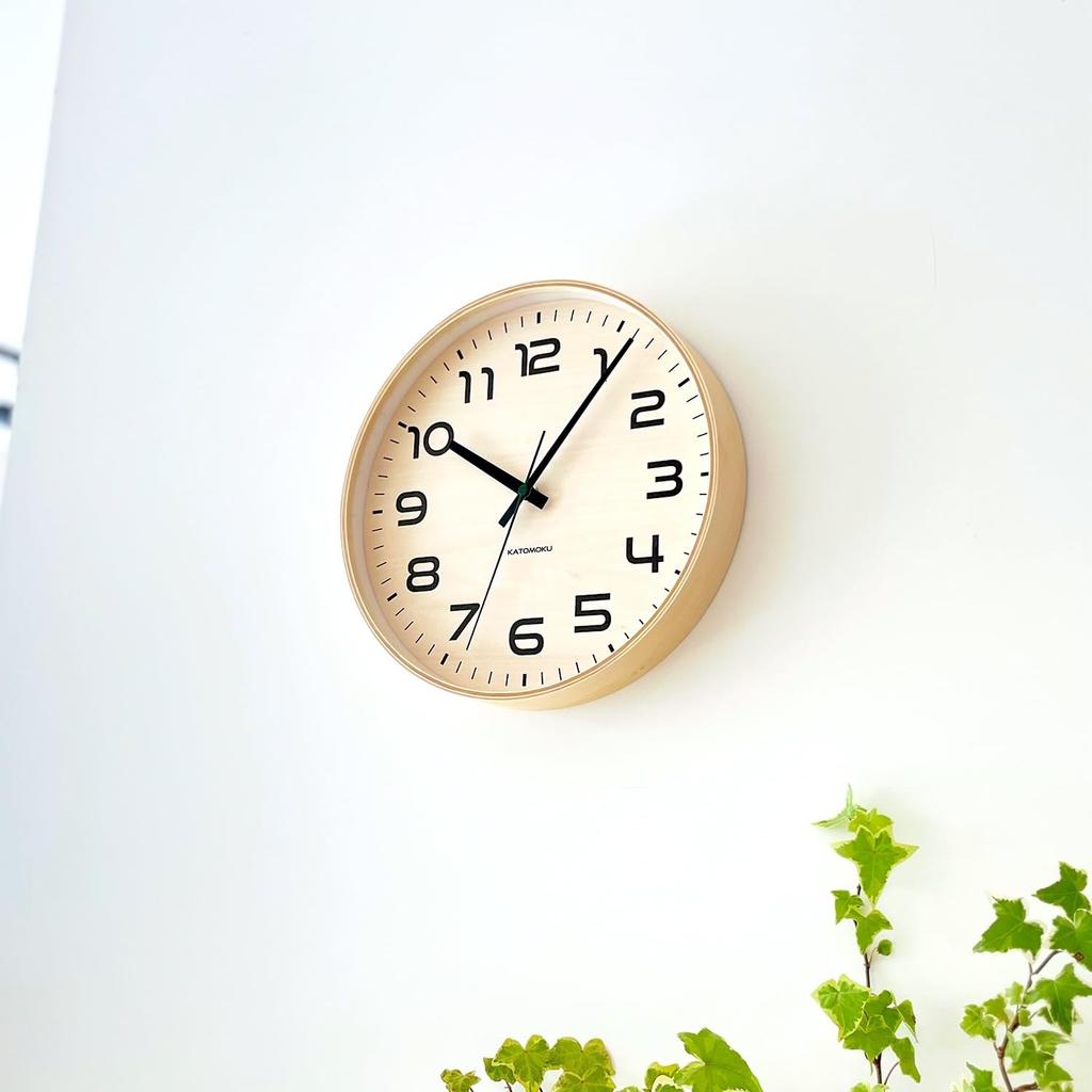KATOMOKU Plywood Clock 23 Natural Wall Clock with Continuous Second Hand Controlled km-145NARC 304mm (radio Clock)