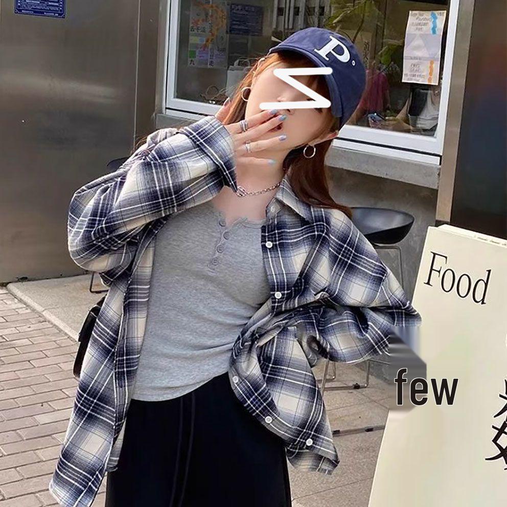 American-Style Button-Down Half-Open Collar Long-Sleeve Slim Fit Korean Base Layer Top
