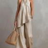 Women's Sleeveless Two Piece Set Round Neck Top and Long Skirt Casual Solid Color Outfit