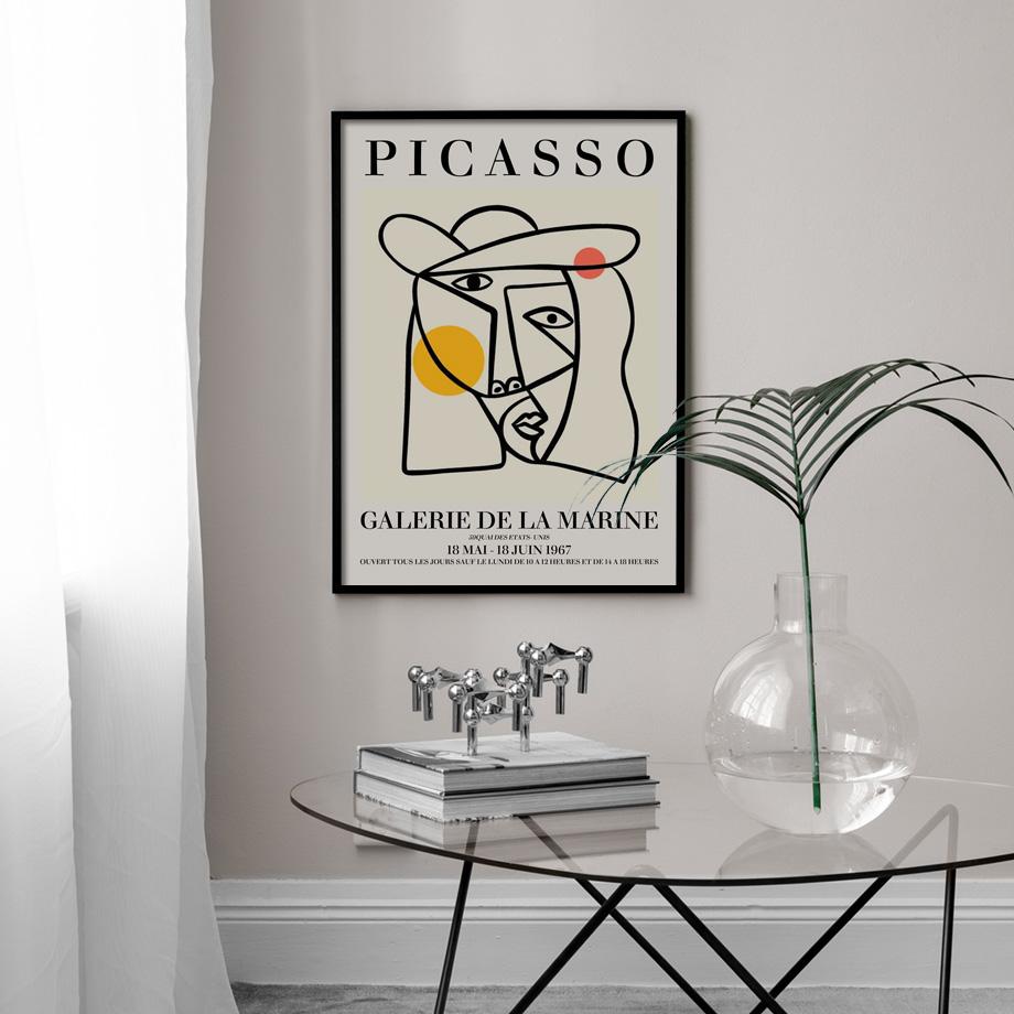 Artă de perete Picasso Linie abstractă Față Corpul uman Galerie de pictură pe pânză Postere nordice și printuri Poze decorative pentru camera de zi fără cadru