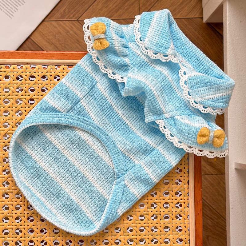 New Dog and Cat Clothing - Lace Knitted Bubble Sleeve Pullover - Pet Summer Wear