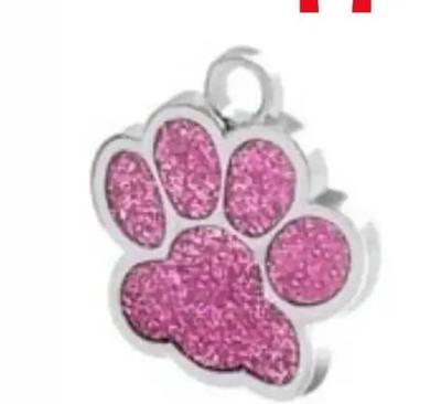 Pet Dog Paw Print Pendant Tag Durable Metal Pendant Suitable for Pet Collar Accessories with Glitter Texture Surface Design