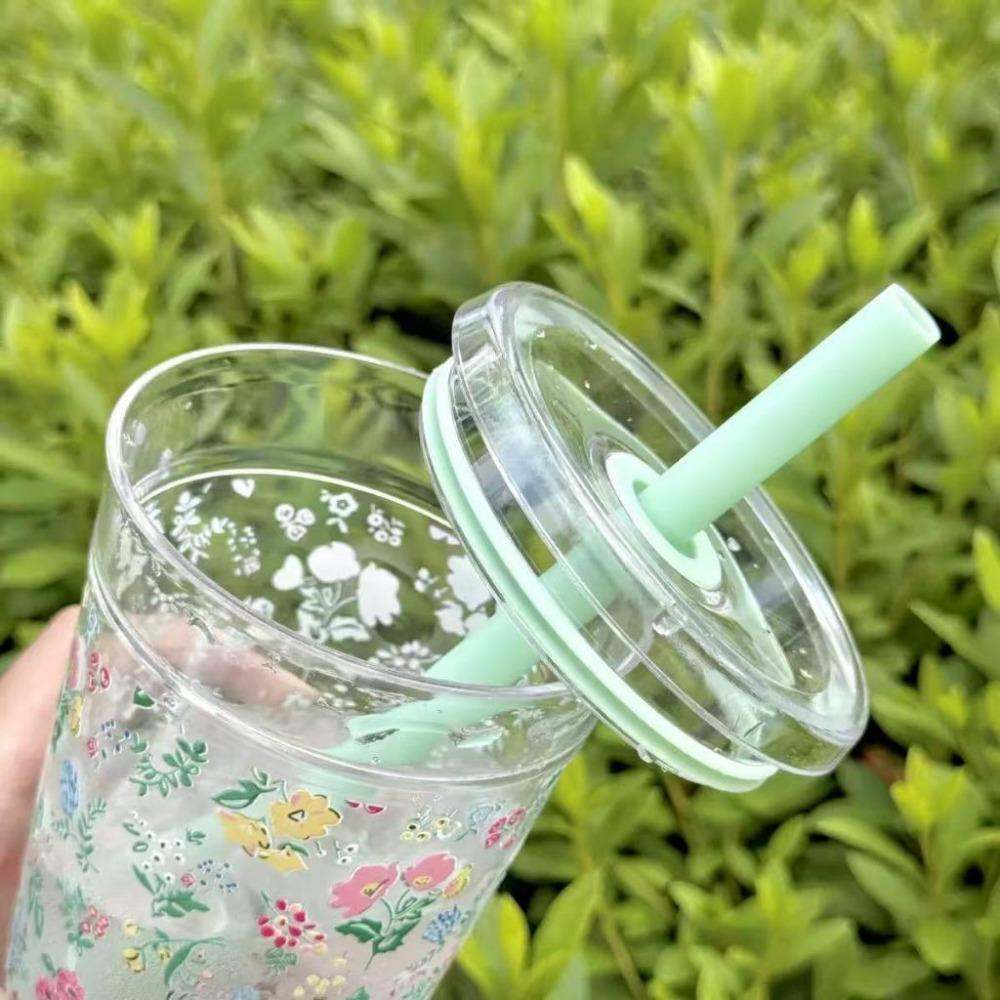 Reusable Milk Tea Straw Cup Transparent Drinking Cup Fashion High-value Coffee Cup  Home