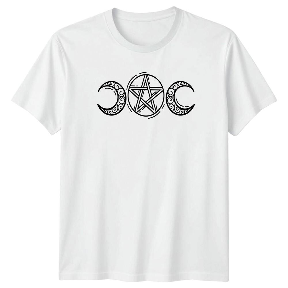 Triple Moon Pentagram Wiccan Symbol TShirt Wicca Spirituality Birthday Gift