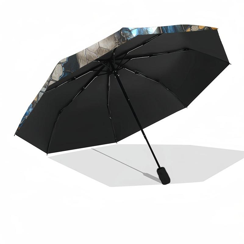 Stained Glass Skull with Blue Flowers Wall Art Decor Umbrella, Christmas Gift Y101