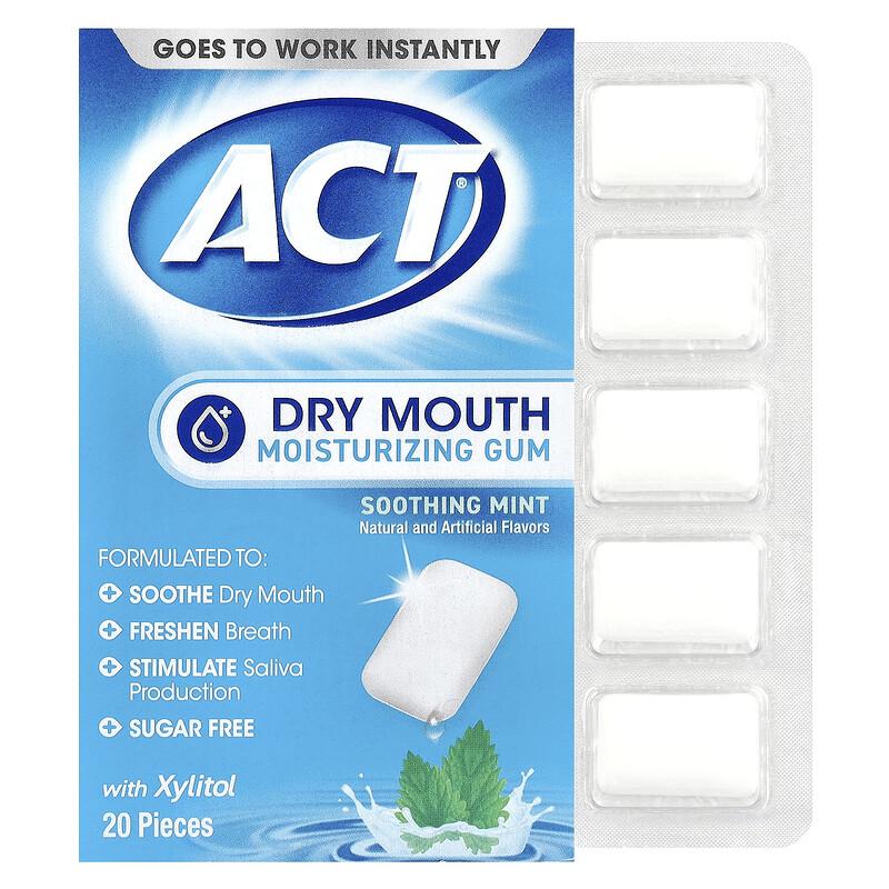 ACT Fuktighetsgivende tyggegummi for tørr munn med xylitol, beroligende mynte, 20 stk. sold by Joom