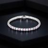 Braccialetti da Donna 4mm Pietra Rotonda Cristallo Rosa Carino Zircone Bianco 17/19cm Catene Colore Argento Vintage Braccialetto Gioielli da Matrimonio