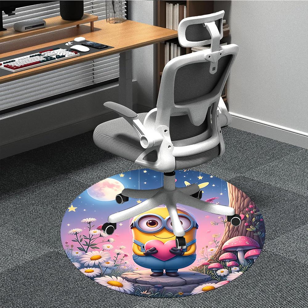 

1pc Minion Chair Carpet for Office Non Slip, Machine Washable Rug for Office, Room Holiday Decor for Christmas, Birthday Polyester 80cm