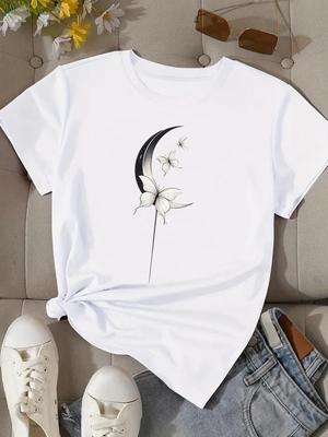 (Asian Size) Trend Cute Sweet Print Fashion Female Tee Top Women Clothing T Shirt Woman Short Sleeve Graphic T-shirts