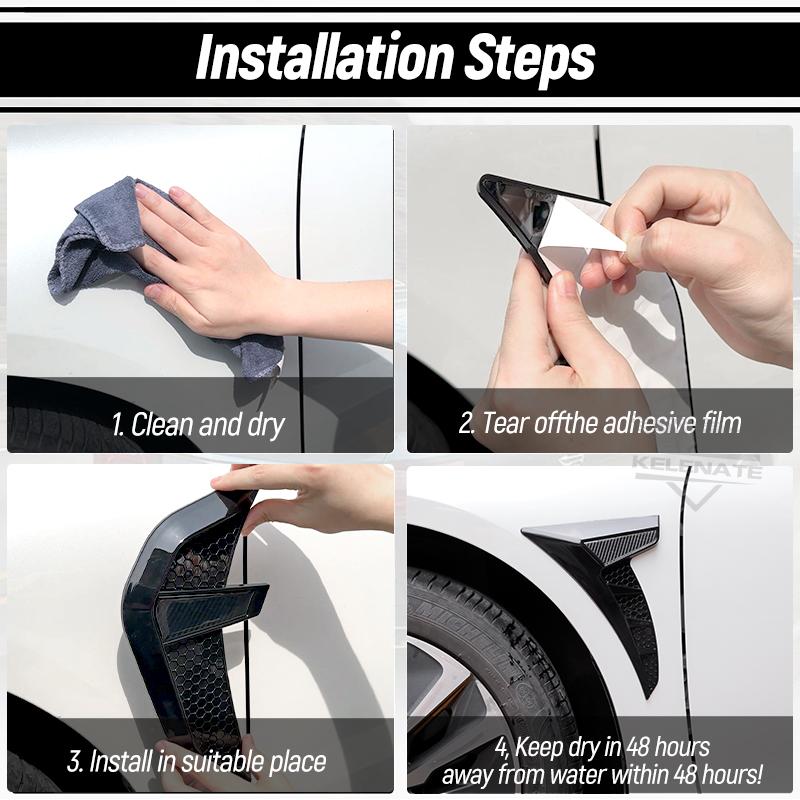 Car Side Air Fender Intake Vent Spoiler Cover Black TPU Shark Gilles Trim Universal Carbon Fiber Pattern Car Side Exterior Accessories