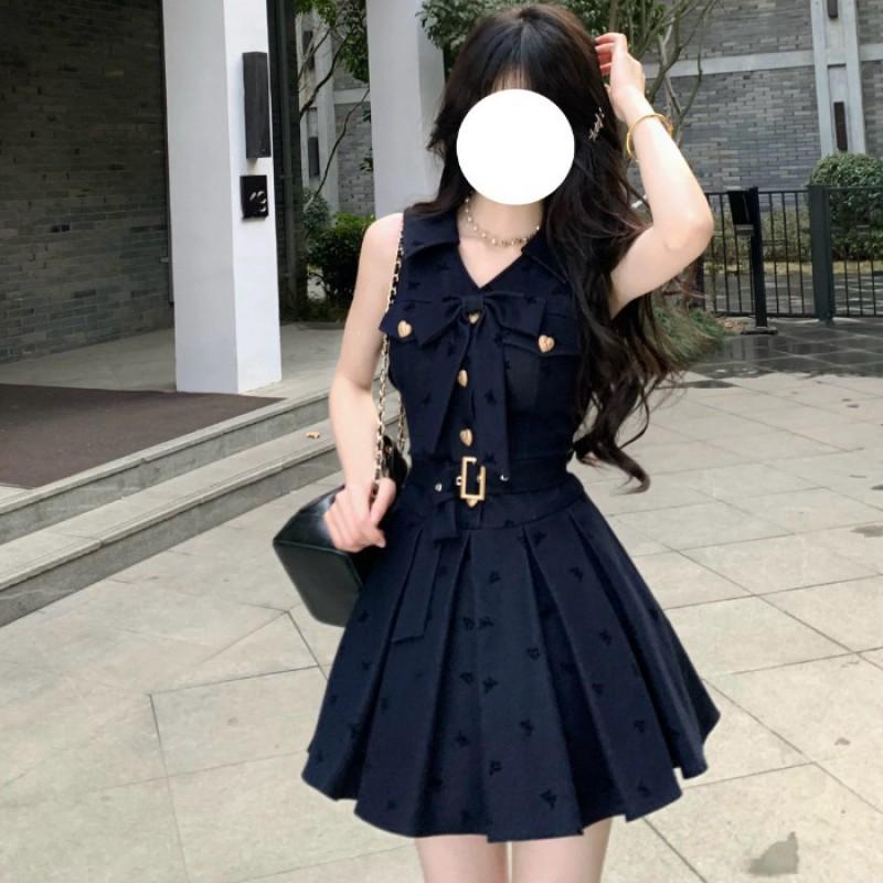 French College Style Sleeveless Blue Dress Children's 2026 New Small Temperament Fluffy Short Skirt Women's