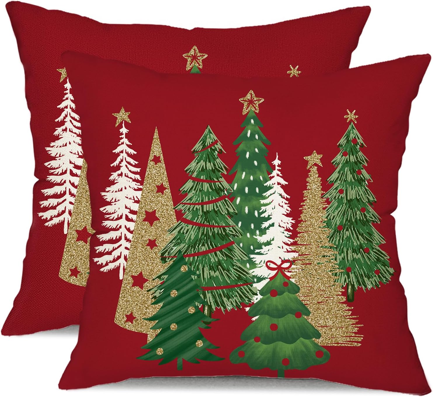

Christmas Pillow Covers 18x18 Inch Christmas Tree Decorative Red Throw Pillows Winter Christmas Decor for Home Couch Sofa Bed 45x45CM 1Pcs
