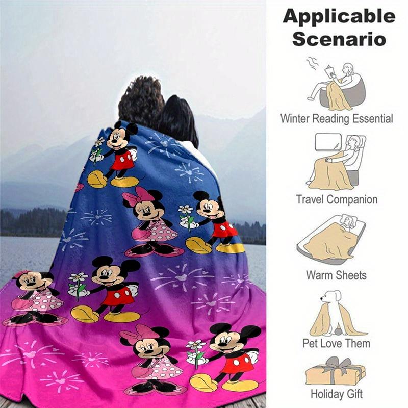 1pc. Mickey & Minnie Mouse Floral Patterned Blanket - Perfect for Home, Office, Outdoor Use, Gift Idea, Suitable for All Seasonsz0417242
