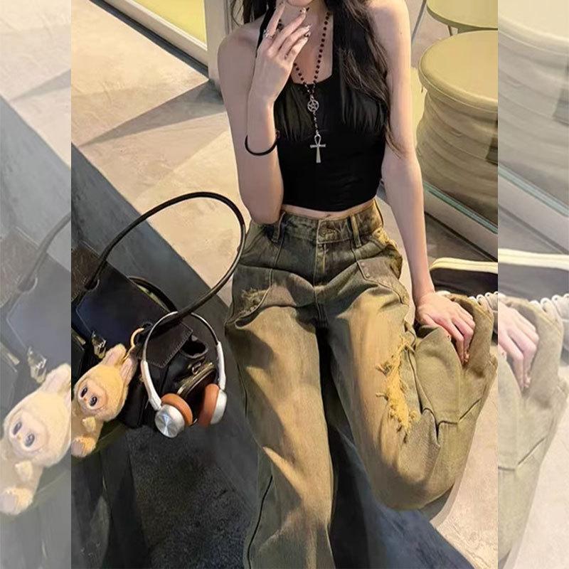 Women's Loose Jeans Plus Size Autumn Straight Leg American Wide Leg Jeans