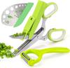 1PC 5 Layers Multi-functional Stainless Steel Kitchen Knives Shallot Sushi Shredded Scallion Cut Herb Spices Scissors