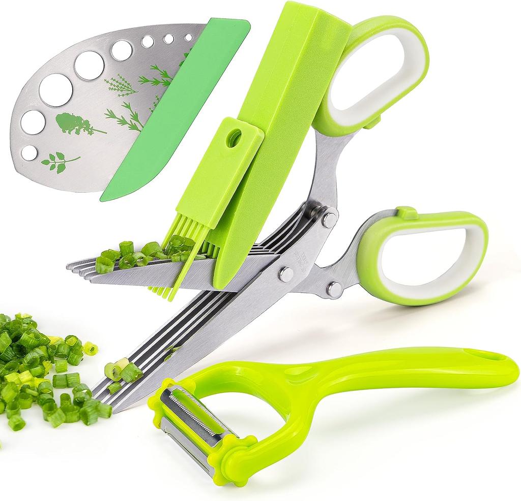 1PC 5 Layers Multi-functional Stainless Steel Kitchen Knives Shallot Sushi Shredded Scallion Cut Herb Spices Scissors