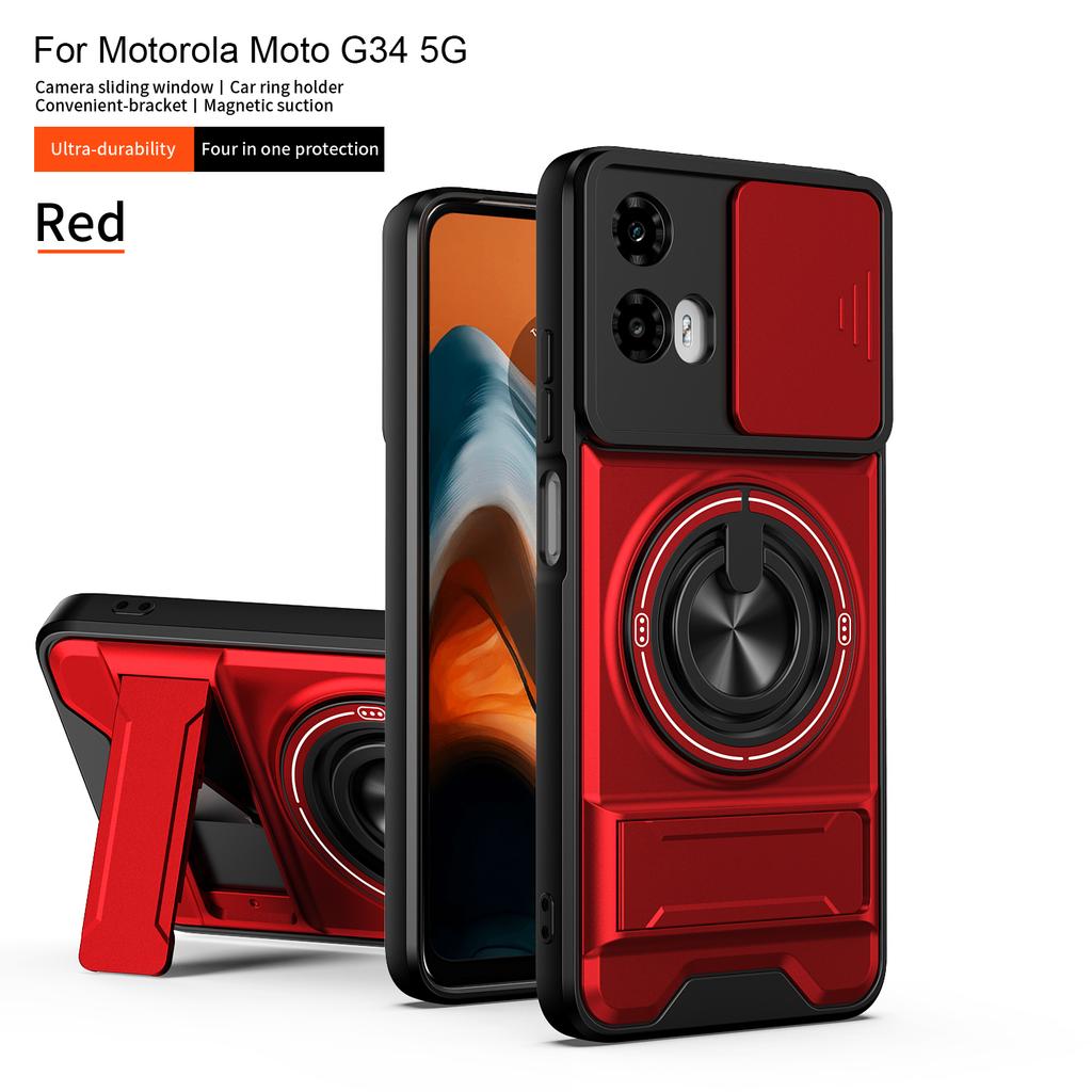 For Motorola G34 Case Moto G45 Cover Moto G35 G34 G45 Case Magsafe Magnetic Fold Holder Military Armor Camera Protection Cover