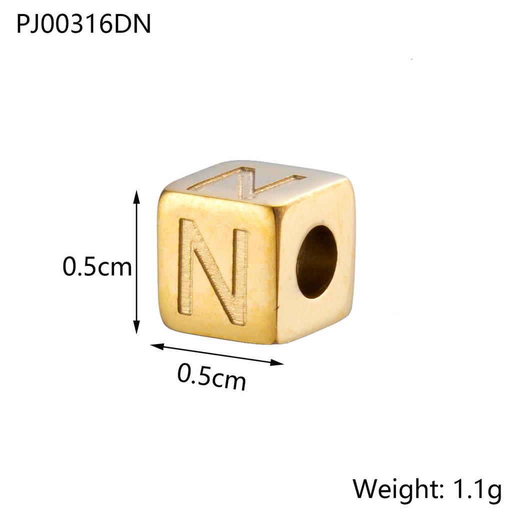 CARLIDANA Stainless Steel Square Charms A-Z Letter Loose Spacer Beads Pendant DIY Bracelet Necklace Jewelry Making Accessories