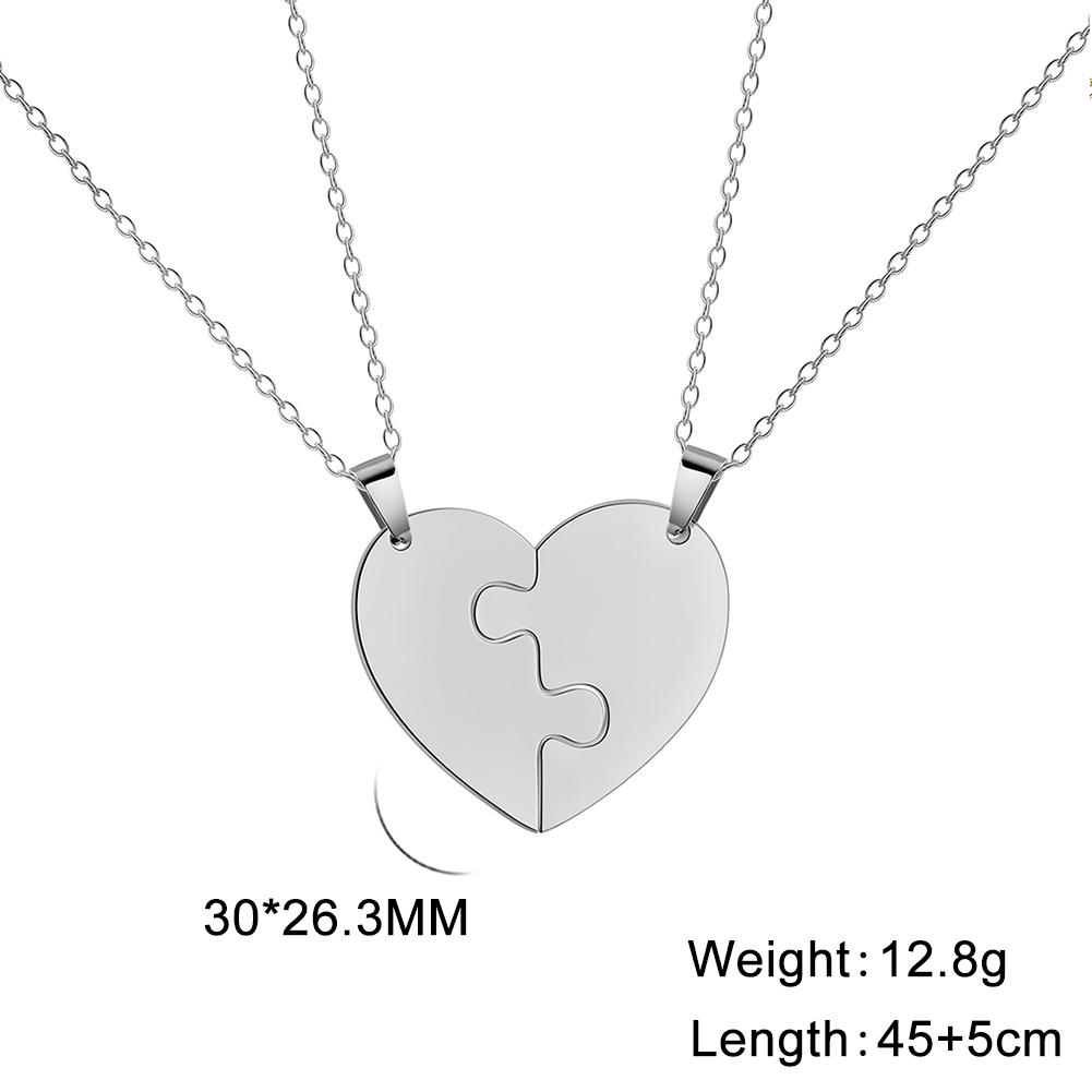 

Lemegeton Customized Name Heart Puzzle Necklace 2-6Pcs Stainless Steel Jewelry Family Name Love Pendant Friendship New Year Gift 45cm